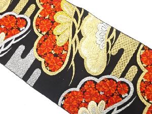 アンティーク 笠松に花模様織り出し袋帯(着用可)